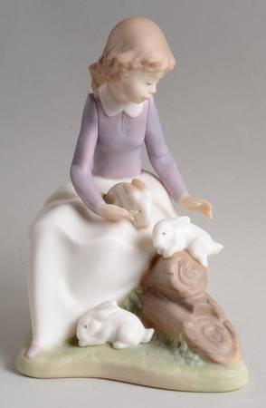 Golden Memories Making Friends-Girl With Rabbits - Boxed
