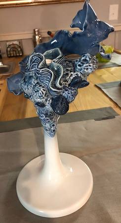Lladro Candlesticks-Holders Single-Blue - Boxed
