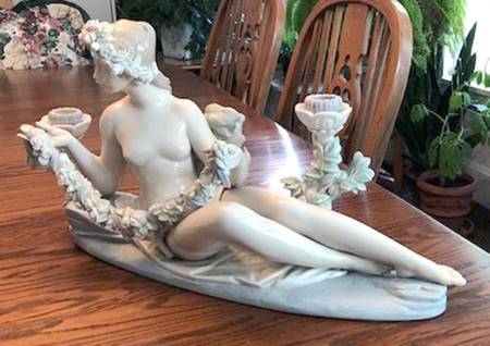 Lladro Candlesticks-Holders Female Candelabra - Boxed