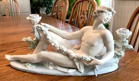 Lladro Candlesticks-Holders Male Candelabra - Boxed