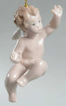 Lladro Christmas Ornament-Figural Surprised Cherub - Boxed