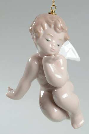 Lladro Christmas Ornament-Figural Thinking Cherub - Boxed