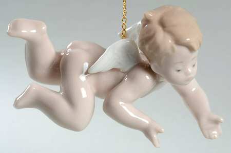 Lladro Christmas Ornament-Figural Playing Cherub - Boxed