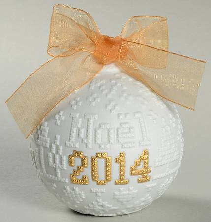 Annual Ball Ornament 2014 Re-Deco Ball Gold - L8390 - Boxed