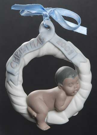 Baby's First Christmas 6720-Baby In Wreath (Black) - Boxed