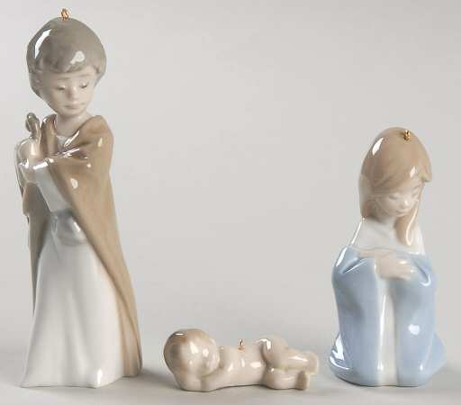 Miniature Ornaments-Lladro Holy Family-Set Of 3 - Boxed