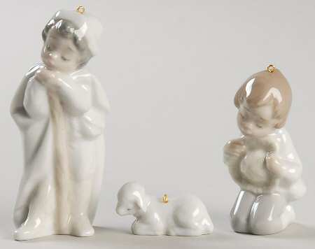 Miniature Ornaments-Lladro Holy Shepherds-Set Of 3 - Boxed