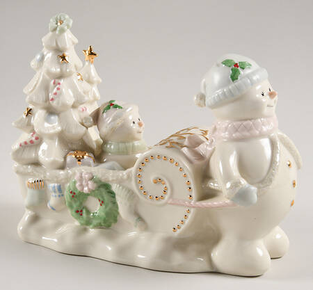 Lenox Figurines Snowman Pulling Sleigh - No Box