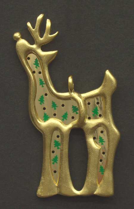 Lunt Christmas Ornament Reindeer With Gold - Boxed
