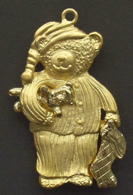 Lunt Christmas Ornament Teddy-Gold - Boxed
