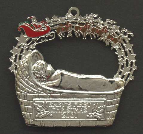 Lunt Christmas Ornament Baby's First-Silverplate - Boxed