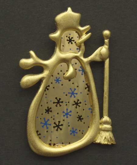 Lunt Christmas Ornament Snowman With Gold - Boxed
