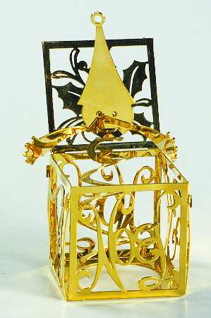 Lunt Christmas Ornament Jack In The Box-Noel/Joy-Goldplated - With Box