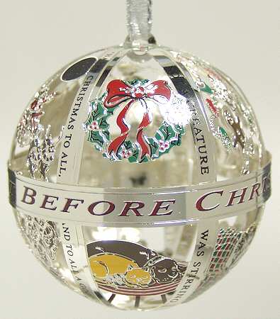 Silver Sphere Ornaments Night Before Christmas - Boxed