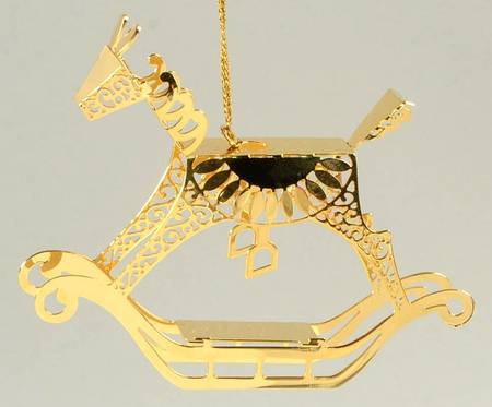 Lunt Christmas Ornament Rocking Horse-Goldplated - Boxed