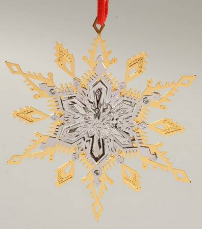 Lunt Christmas Ornament Two-Tone Puffed Snowflake - Boxed