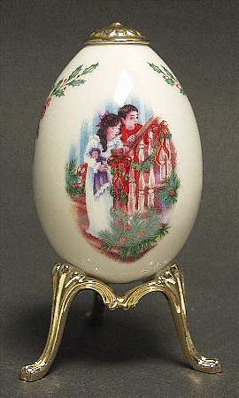 China Treasures Holiday Egg Santa & Children - With Box