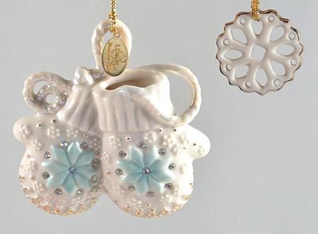 Lenox Christmas Ornament Sparkling Mittens-Club - With Box