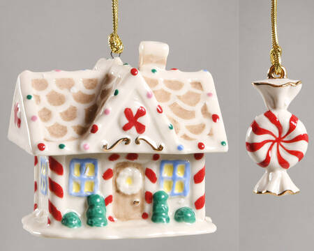 Lenox Christmas Ornament Sweet Treat Gingerbread House-Set Of 2 - With Box Bx344