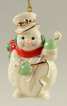 Lenox Christmas Ornament Snowman With Bass-Red Scarve - No Box Nb262a