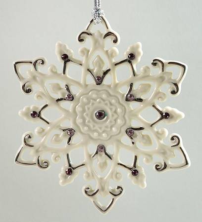 Lenox Christmas Ornament Snowflake-Amethyst Stones - Boxed