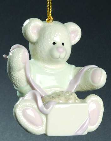 Lenox Christmas Ornament Teddy Bear With Present - Boxed