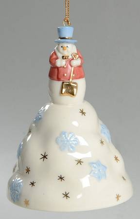 Lenox Christmas Ornament Snowman On Hill Bell - Boxed