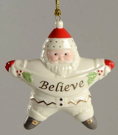Lenox Christmas Ornament Believe-Santa Star  - Boxed
