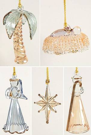 Crystal Christmas Ornament Nativity Ornaments-Set Of 5 - Boxed