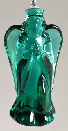 Crystal Christmas Ornament Herald Angel Figure-Green - Boxed