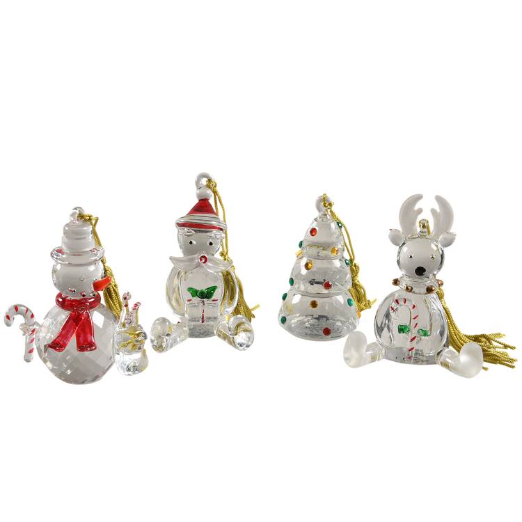 Crystal Christmas Ornament Cheer Chrystalline-Set Of 4 - Boxed