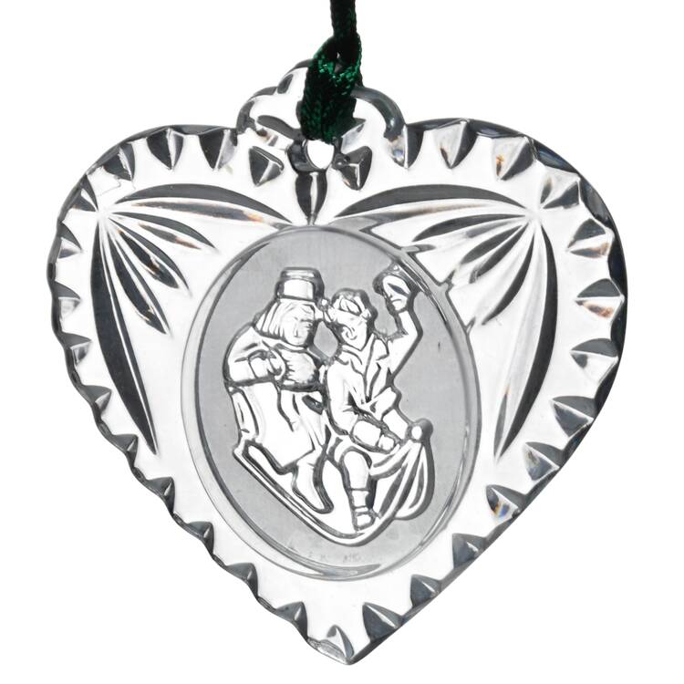 Crystal Christmas Ornament Frosted Intaglio Sleigh - Boxed