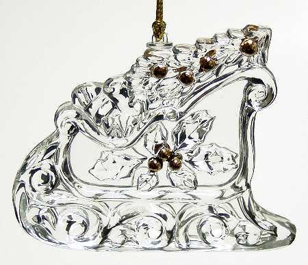 Crystal Christmas Ornament Sleigh - Boxed