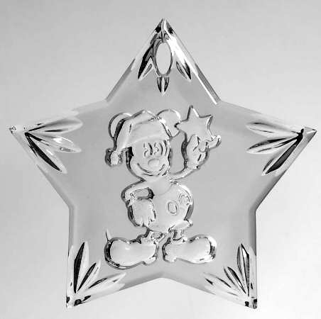 Crystal Christmas Ornament Mickey W/ Star - Boxed