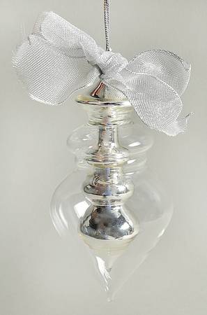 Crystal Christmas Ornament Silver Spire Teardrop - Boxed