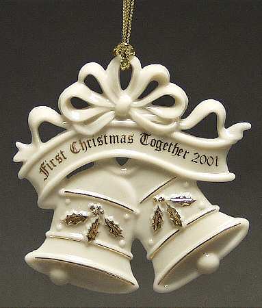 Our First Christmas Together 2001-Wedding Bells W/ Gold Holly - Boxed