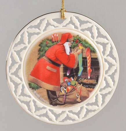 Santa's Portrait Santa Filling Stocking - Boxed
