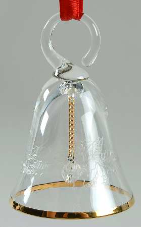 Annual Crystal Bell Holly-Gold Trim - Boxed