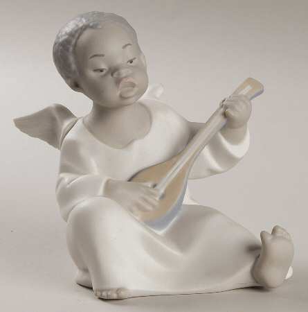 Little Angels in White Angel With Mandolin-Black  - No Box