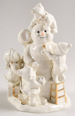 Lenox Christmas Figurine Snowman With Boys & Girls - Boxed