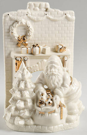 Lenox Christmas Figurine Santa Fireplace Votive - Boxed