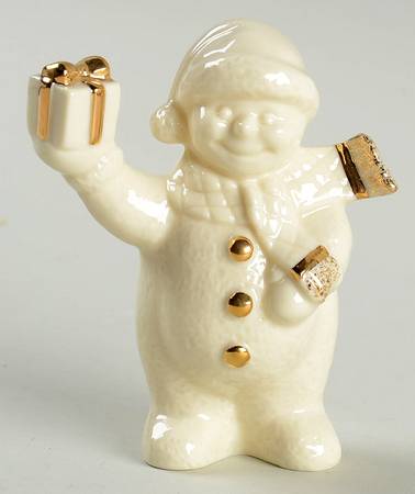 Lenox Christmas Figurine Snowman Holding Up Present - No Box