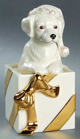 Lenox Christmas Figurine Puppy In A Hat In A Gift Box - Boxed