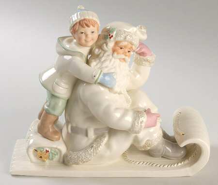 Lenox Christmas Figurine Holding On For The Holidays-Santa & Frie - No Box