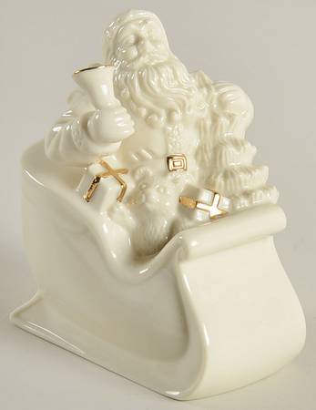 Ivory & Gold Santa Miniatures Santa In Sleigh With Bell And Tree - No Box