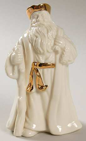 Ivory & Gold Santa Miniatures Santa With Staff - No Box