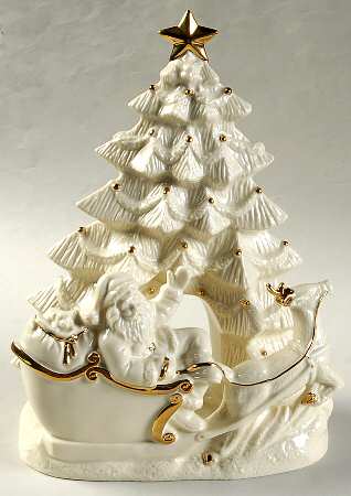 Lenox Christmas Figurine Santa In Sleigh-Christmas Tree Votive - Boxed