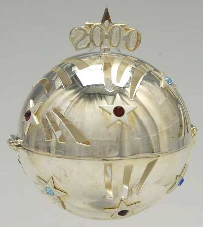 Millennium Ornament 2000 Hinged Ball-Silverplate - Boxed