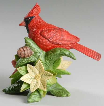 Christmas Birds Cardinal-Poinsettia - With Box