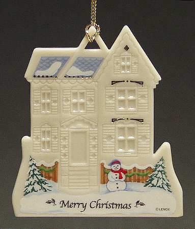 From Our Home To Your Home House With Snowman By Fence - Boxed